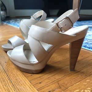 Audrey Brooke ABRAM Nude open-toe heels | 7.5